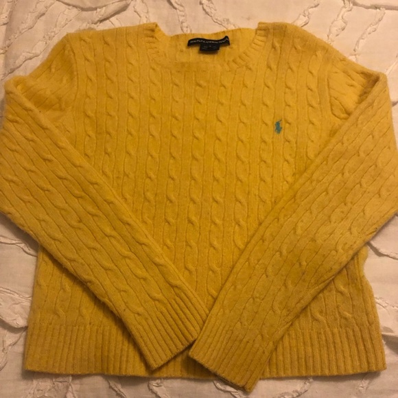 Ralph Lauren Sweaters - Ralph Lauren Sport yellow lambs wool sweater sz L~ fits like a S!